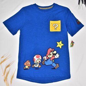 Super Mario Blue Level Up T-Shirt Short Sleeve